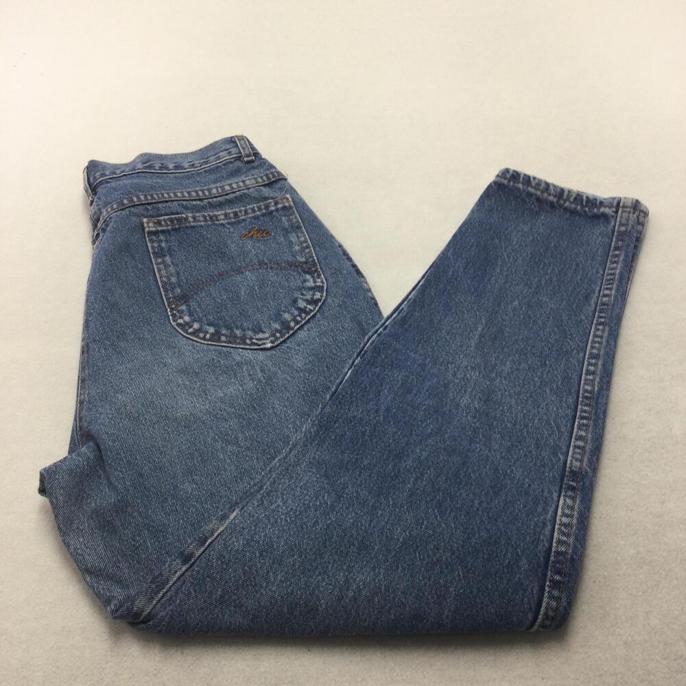 Chic Mom Jeans Womens 14 Blue Medium Wash High Rise Relaxed Fit Denim USA